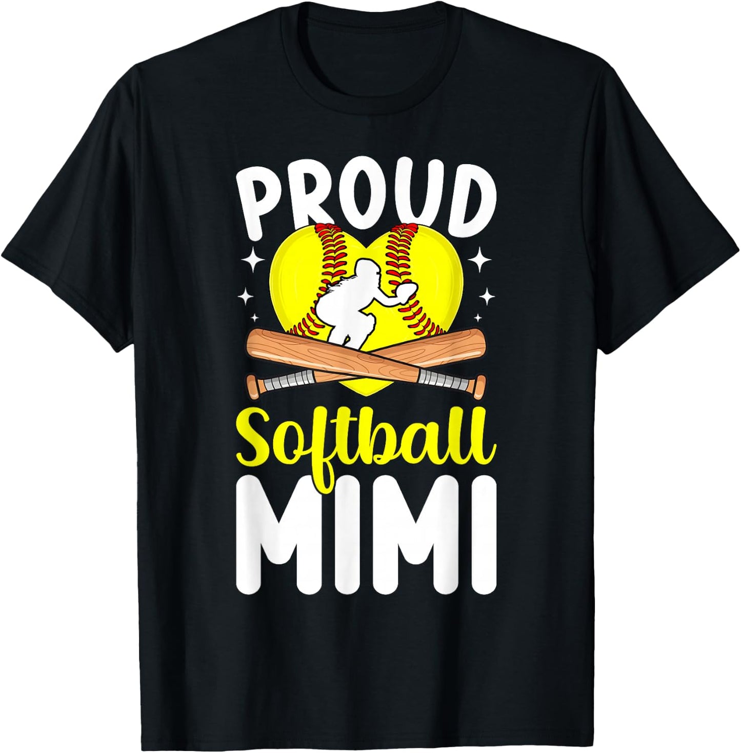 Proud Softball Mimi of A Softball Player Mimi T-Shirt - T-Shirt | Black
