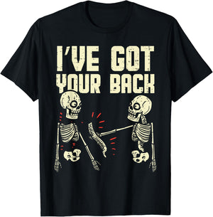 Ive Got Your Back Skeleton Spine Funny Halloween Men Women T-Shirt - T-Shirt | Black