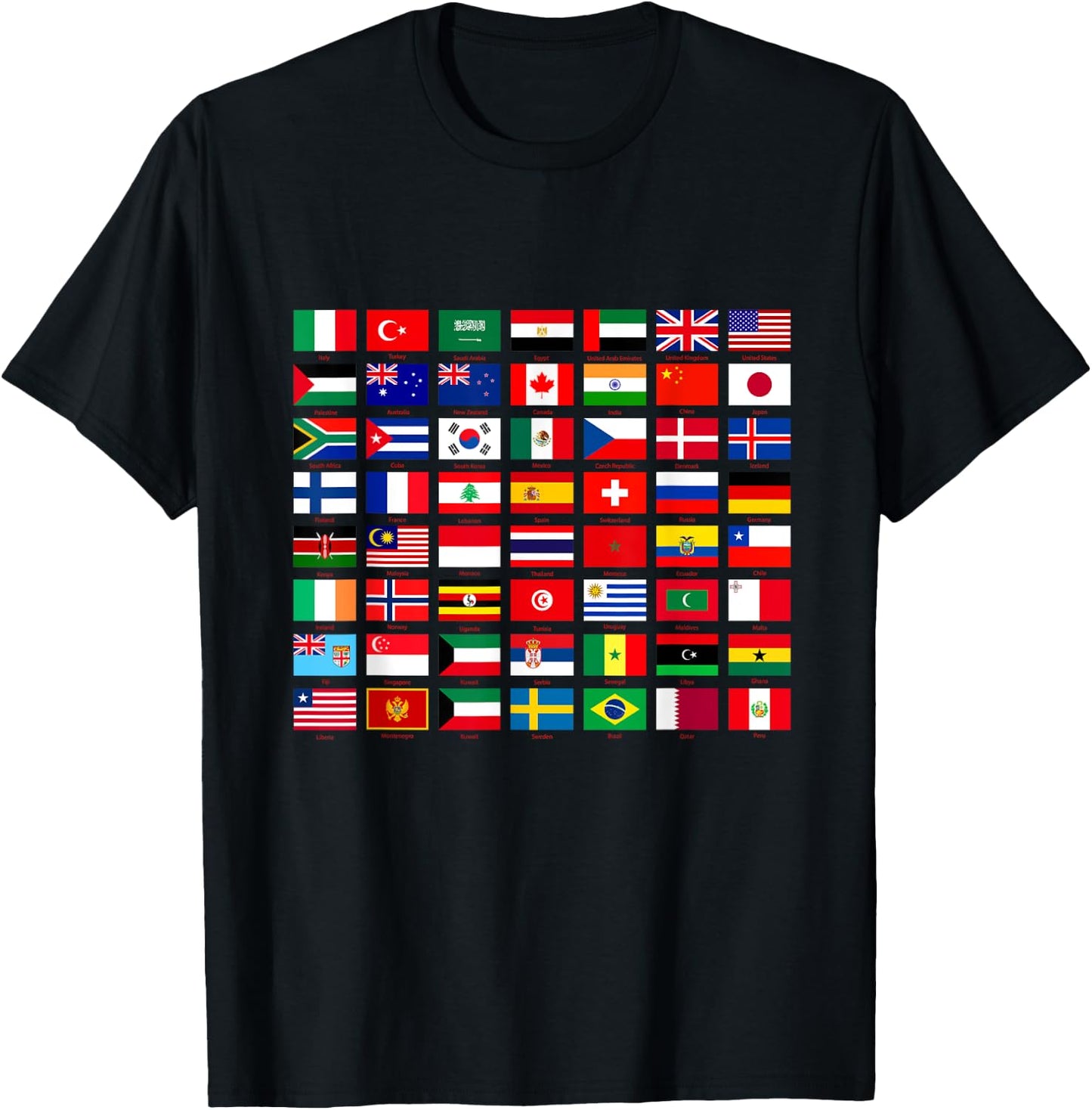 Flags of the Countries of the World Graphic Cool Designs T-Shirt - T-Shirt | Black