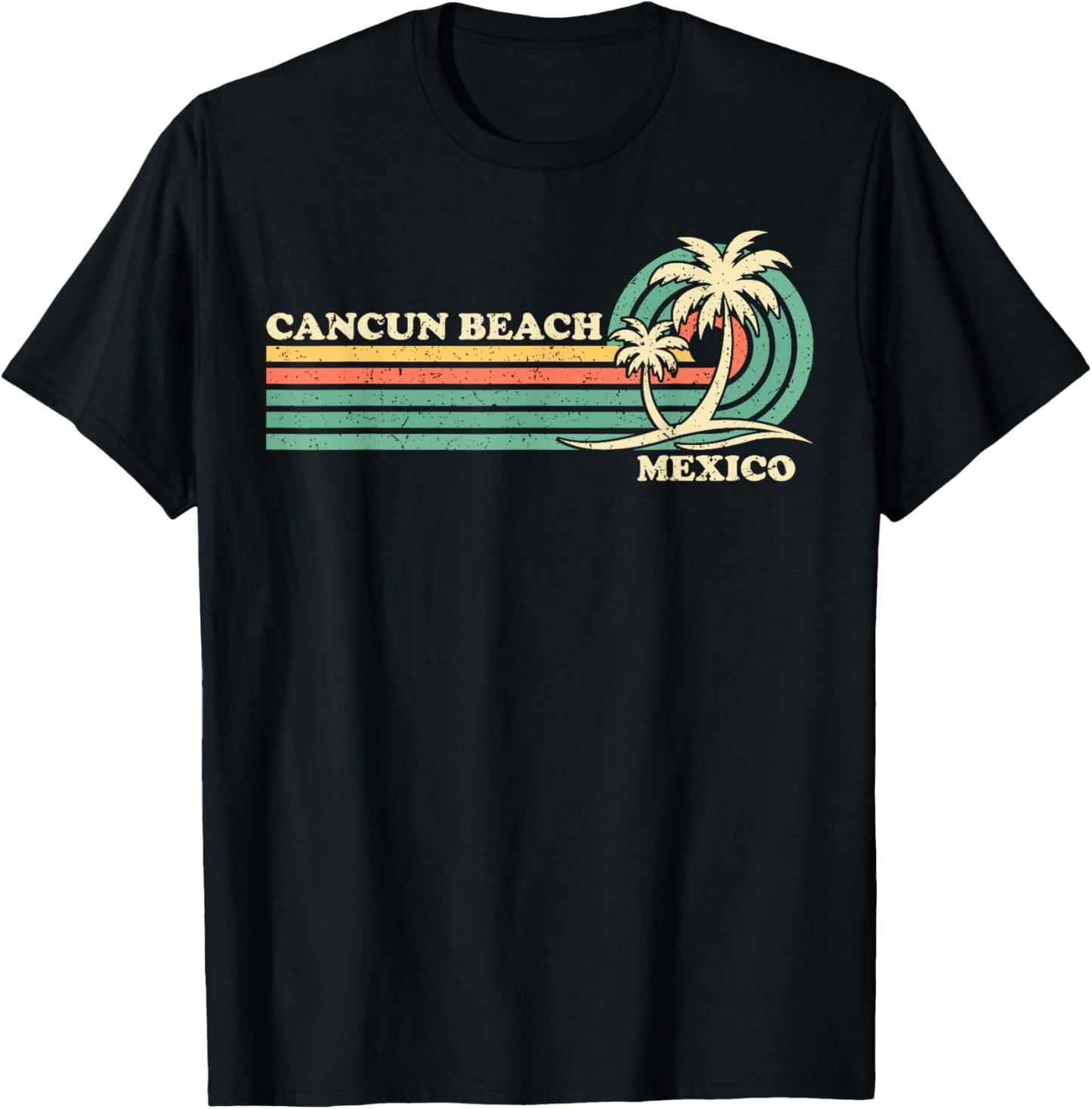 Vintage Retro Summer Vacation Mexico Cancun Beach T-Shirt - T-Shirt | Black