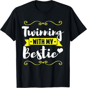 Matching Twin Friend Family Twins Day T-Shirt - T-Shirt | Black