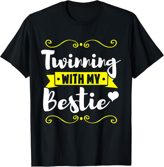 Matching Twin Friend Family Twins Day T-Shirt - T-Shirt | Black