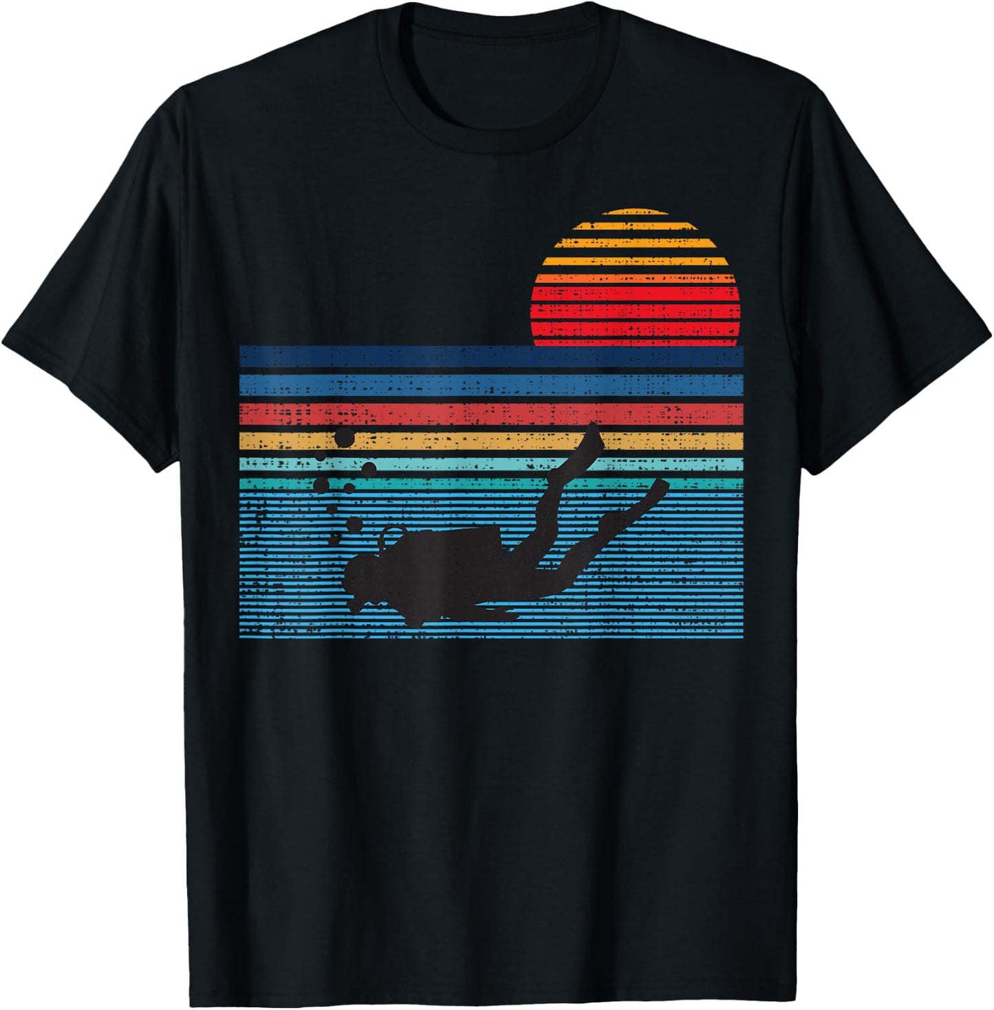 Vintage Retro Scuba Diving 80s Scuba Diver Shirt T-Shirt - T-Shirt | Black