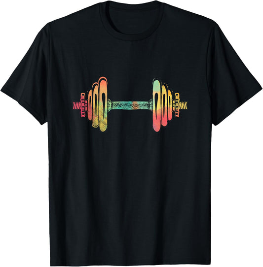 Workout Powerlifting Gifts Women Colorful Dumbbell T-Shirt - T-Shirt | Black