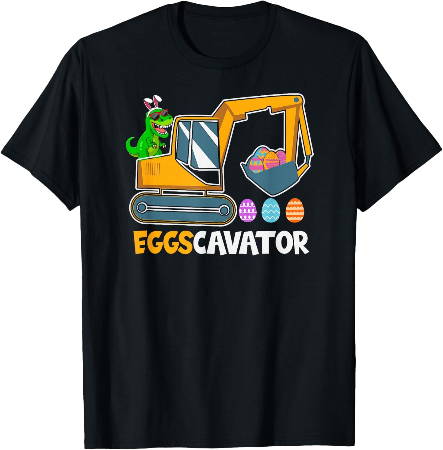 EGGSCAVATOR Eggs Cavator Kids Toddlers Cute Easter Egg Hunt T-Shirt - T-Shirt | Black