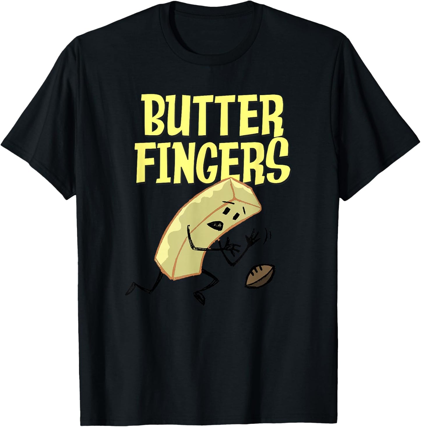 Trendy Graphic Butter Fingers Slippery Football T-Shirt - T-Shirt | Black