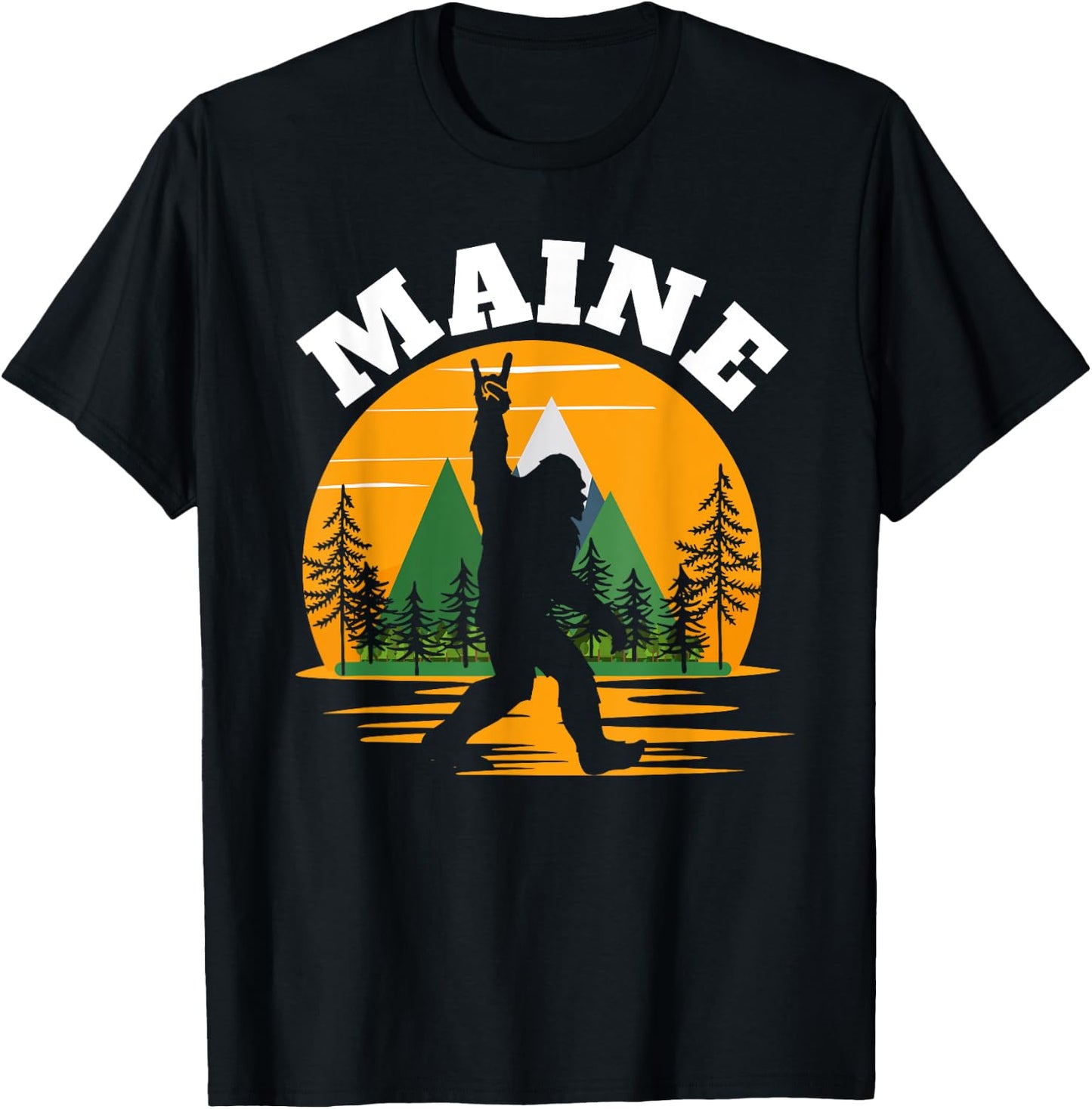 Maine US State Bigfoot Sasquatch T-Shirt - T-Shirt | Black