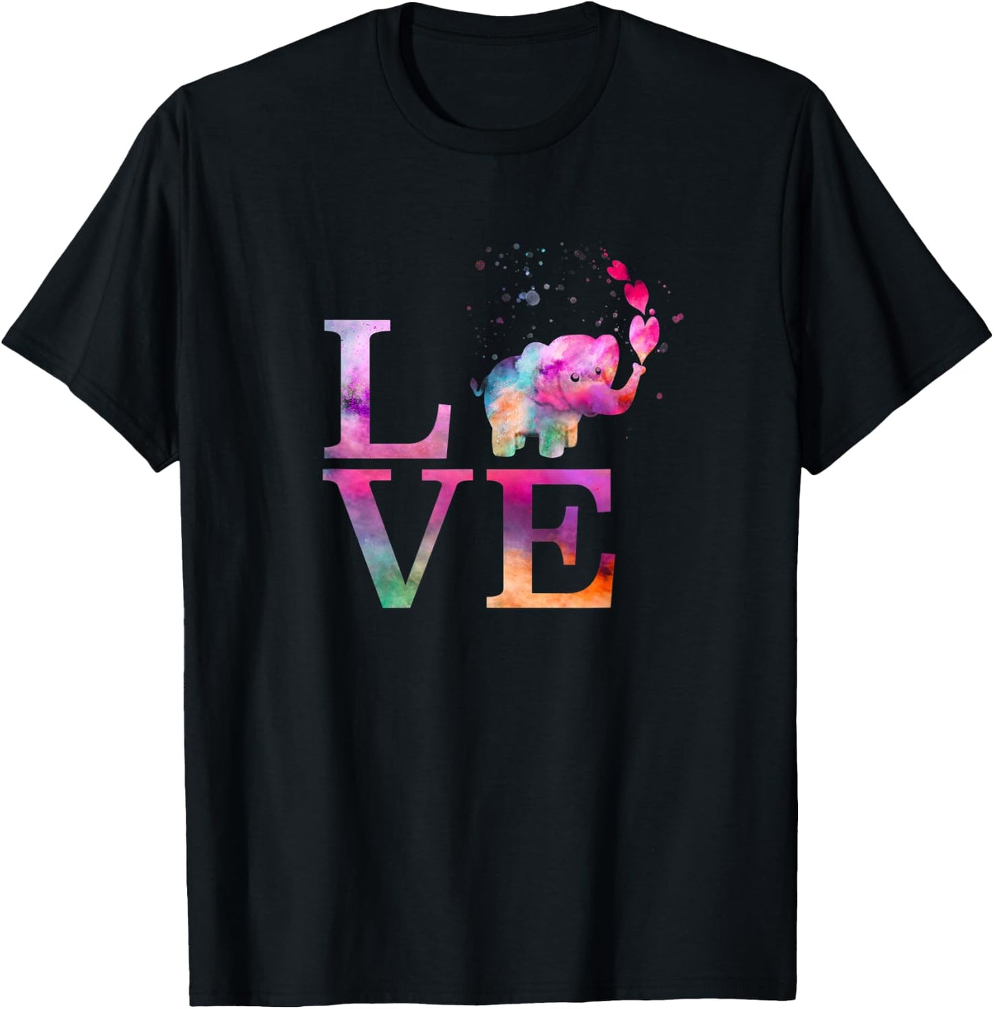 Colorful Baby Elephant Appreciation Day Love Heart Pink Gift T-Shirt - T-Shirt | Black