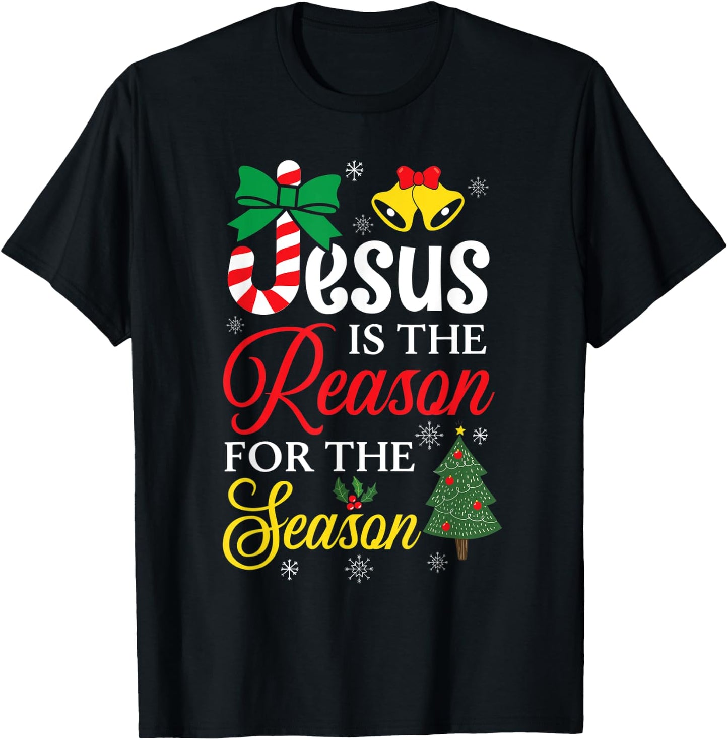 Jesus Is The Reason For The Season Christian Christmas Fan T-Shirt - T-Shirt | Black