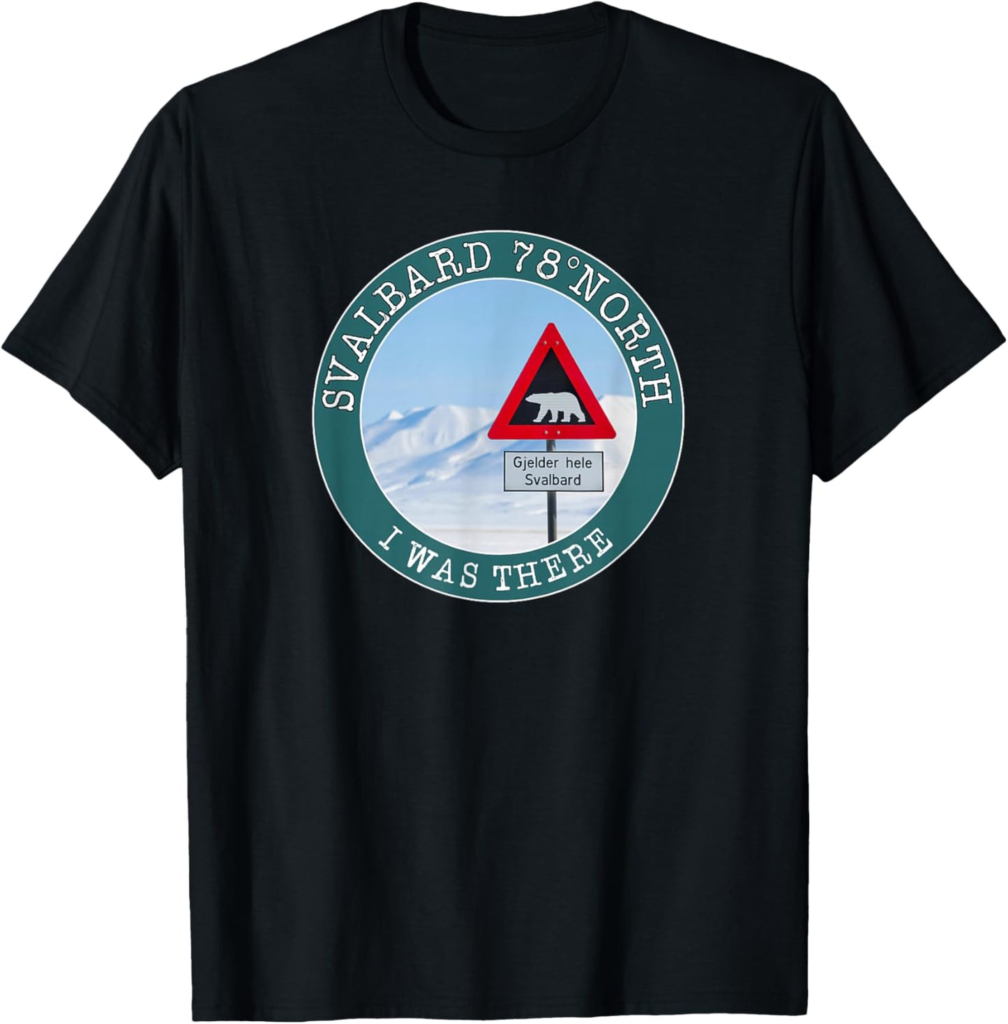Svalbard 78° North signal with bear at north pole T-Shirt - T-Shirt | Black