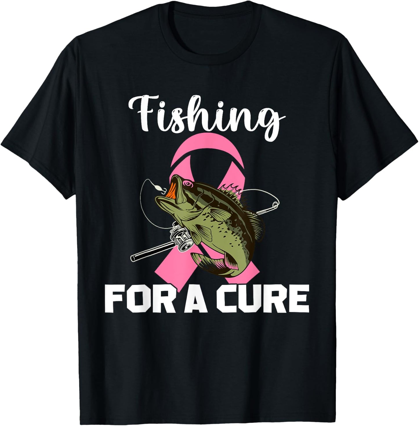 Fishing For A Cure Breast Cancer Awareness Fisher Warrior T-Shirt - T-Shirt | Black