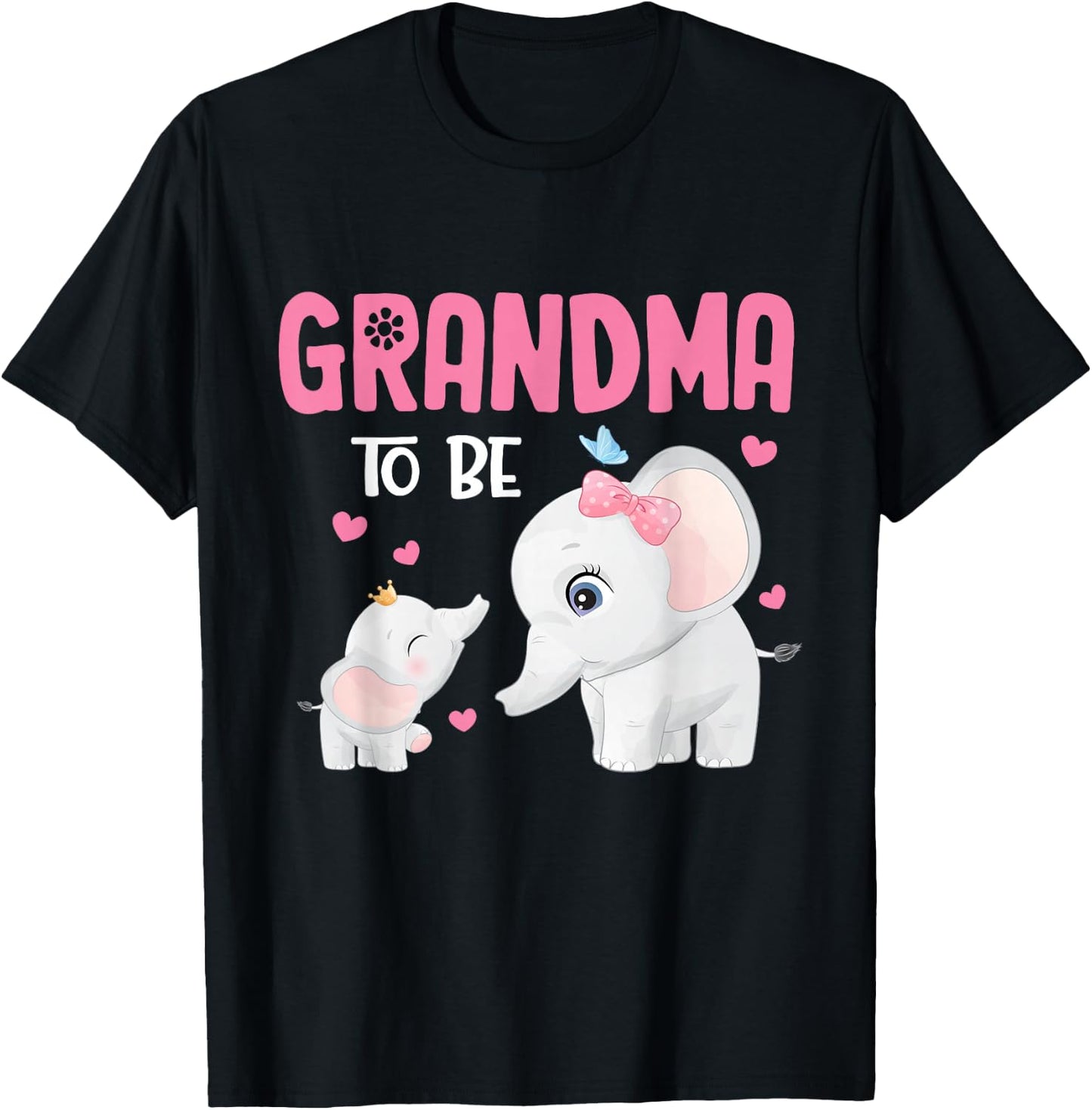 Grandma To Be Elephant Baby Shower T-Shirt - T-Shirt | Black