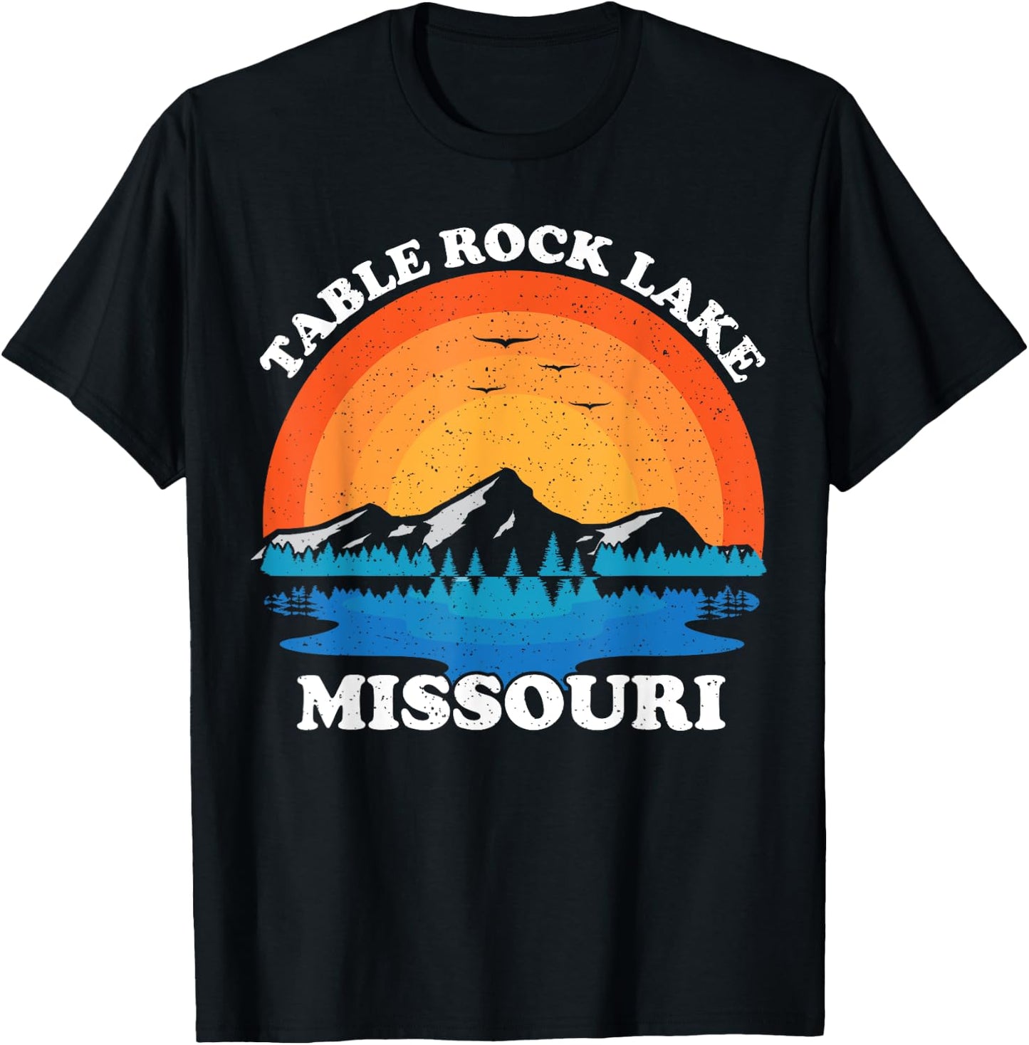 Summer Vacation Retro Sunset Missouri Table Rock Lake Men Women Girls Kids T-Shirt - T-Shirt | Black