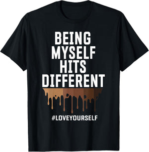 Hits Different Positive Affirmation Quotes Melanin Goddess T-Shirt - T-Shirt | Black