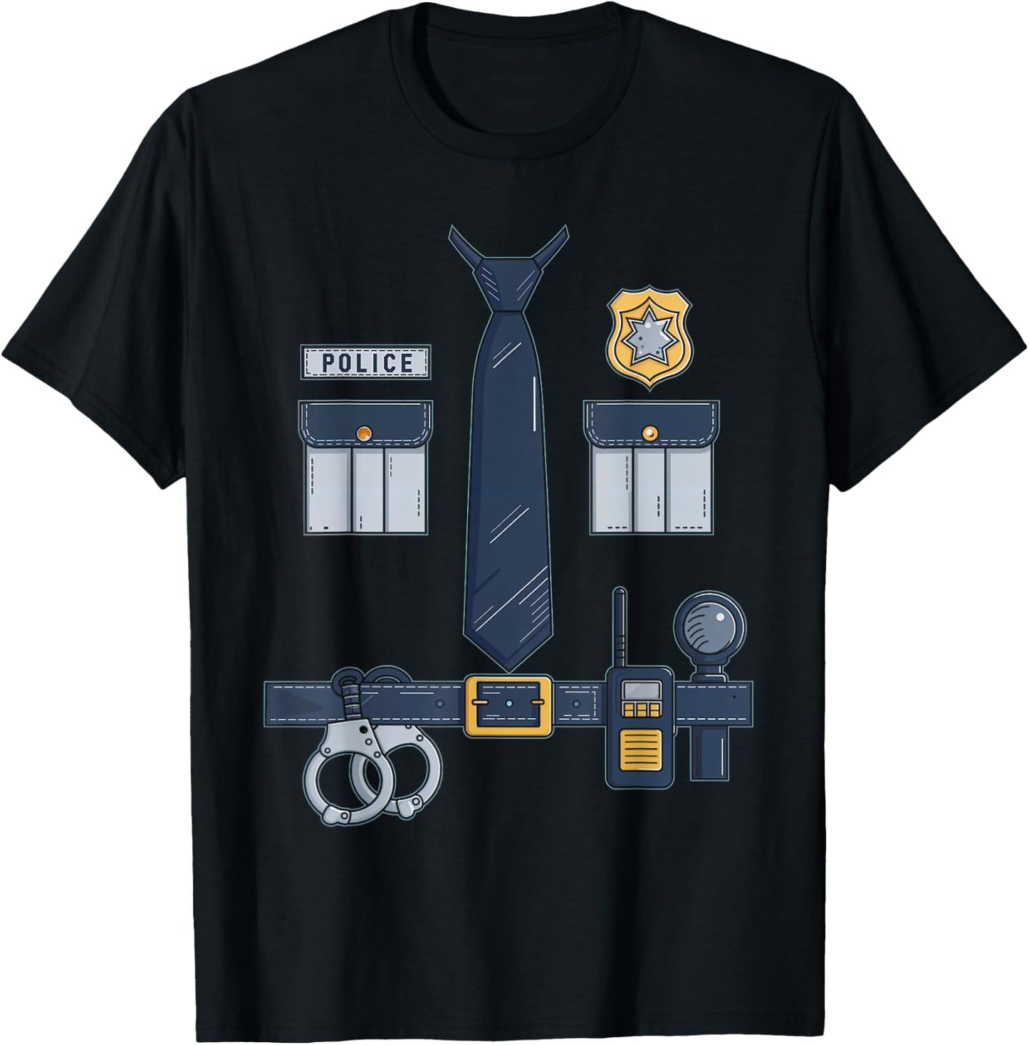Police Officer Gear Police Badge Handcuffs Sheriff Uniform T-Shirt - T-Shirt | Black