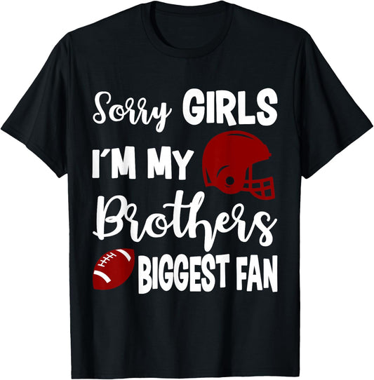 American Football Sister Biggest Fan Little Sister Gift T-Shirt - T-Shirt | Black