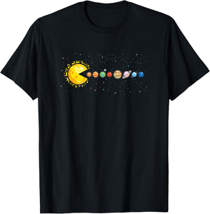 Space Astronomer Science Astronaut Sun Eat Planet Video Game T-Shirt - T-Shirt | Black