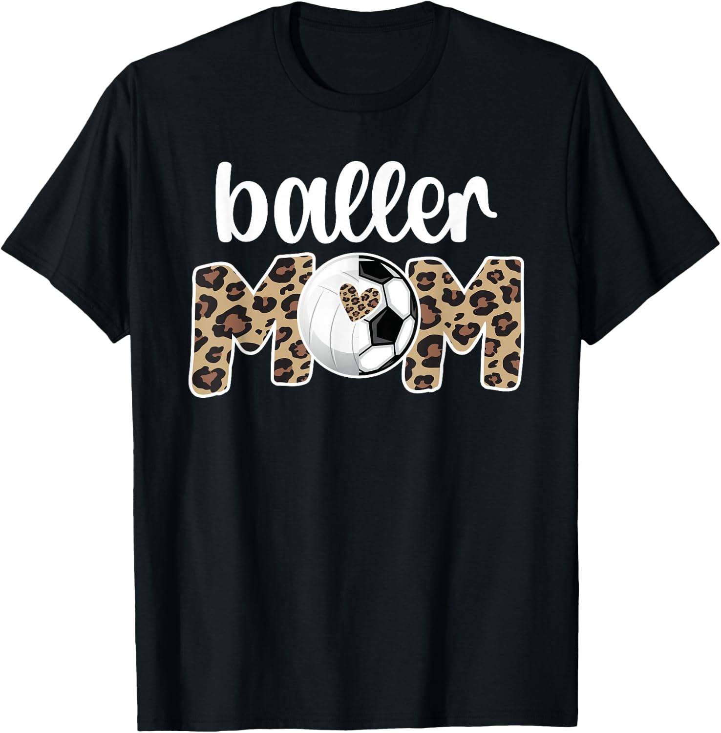 Baller Mom Proud Volleyball Soccer Player Mother T-Shirt - T-Shirt | Black