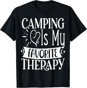 Camping is my favorite Therapy Travel Nature RV Camping T-Shirt - T-Shirt | Black