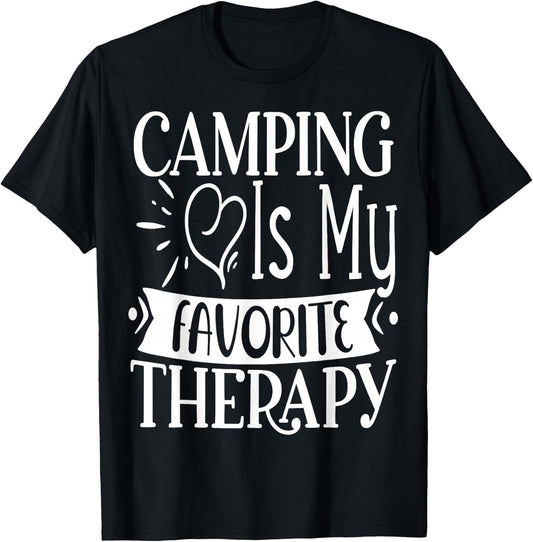 Camping is my favorite Therapy Travel Nature RV Camping T-Shirt - T-Shirt | Black