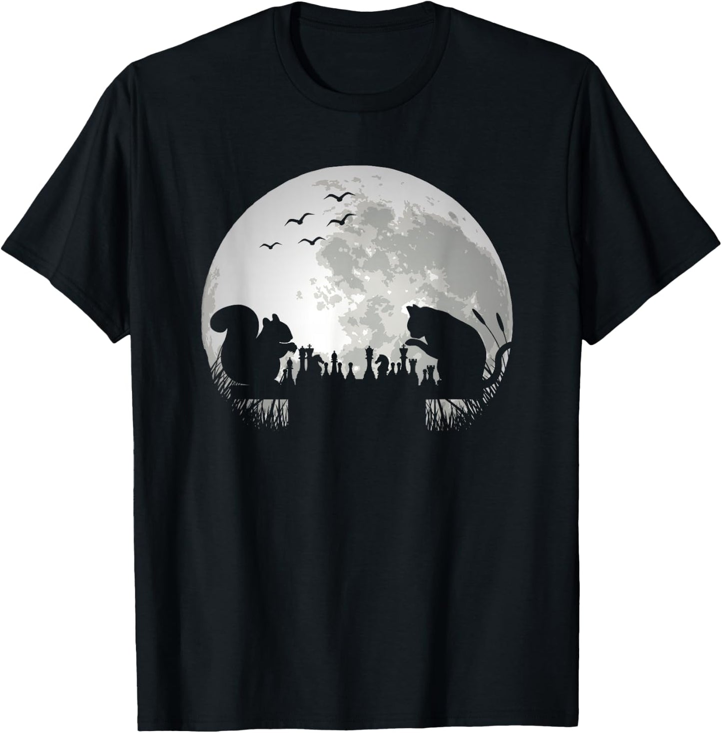 Chess Lover | Chess Piece | Squirrel Cat | Funny Chess T-Shirt - T-Shirt | Black