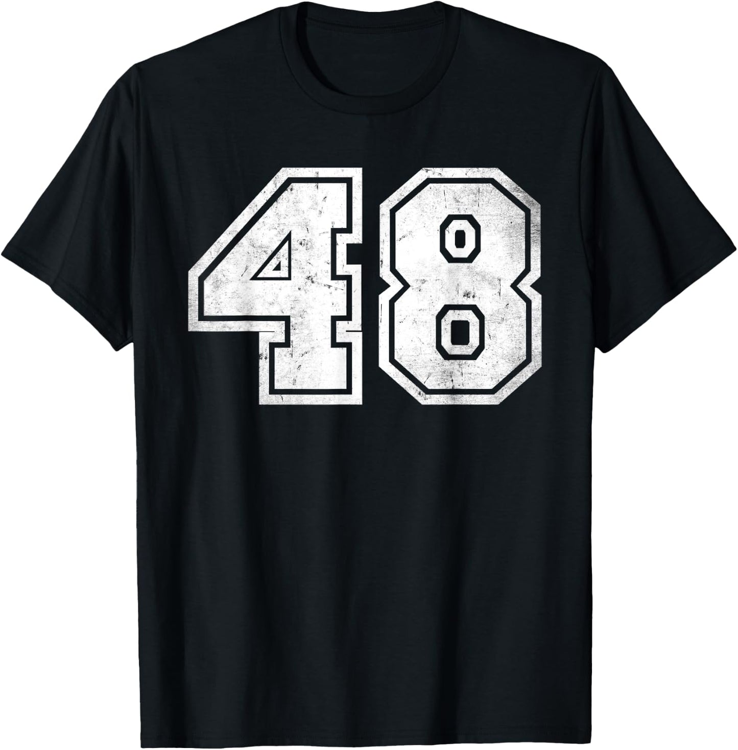 Distressed Number #48 Sport White Number T-Shirt - T-Shirt | Black