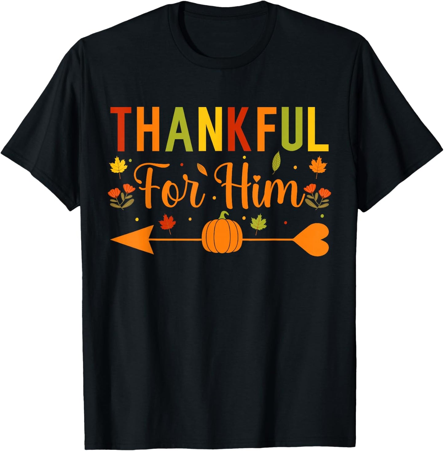 Thankful Couples Fall Matching Couple Thanksgiving T-Shirt - T-Shirt | Black