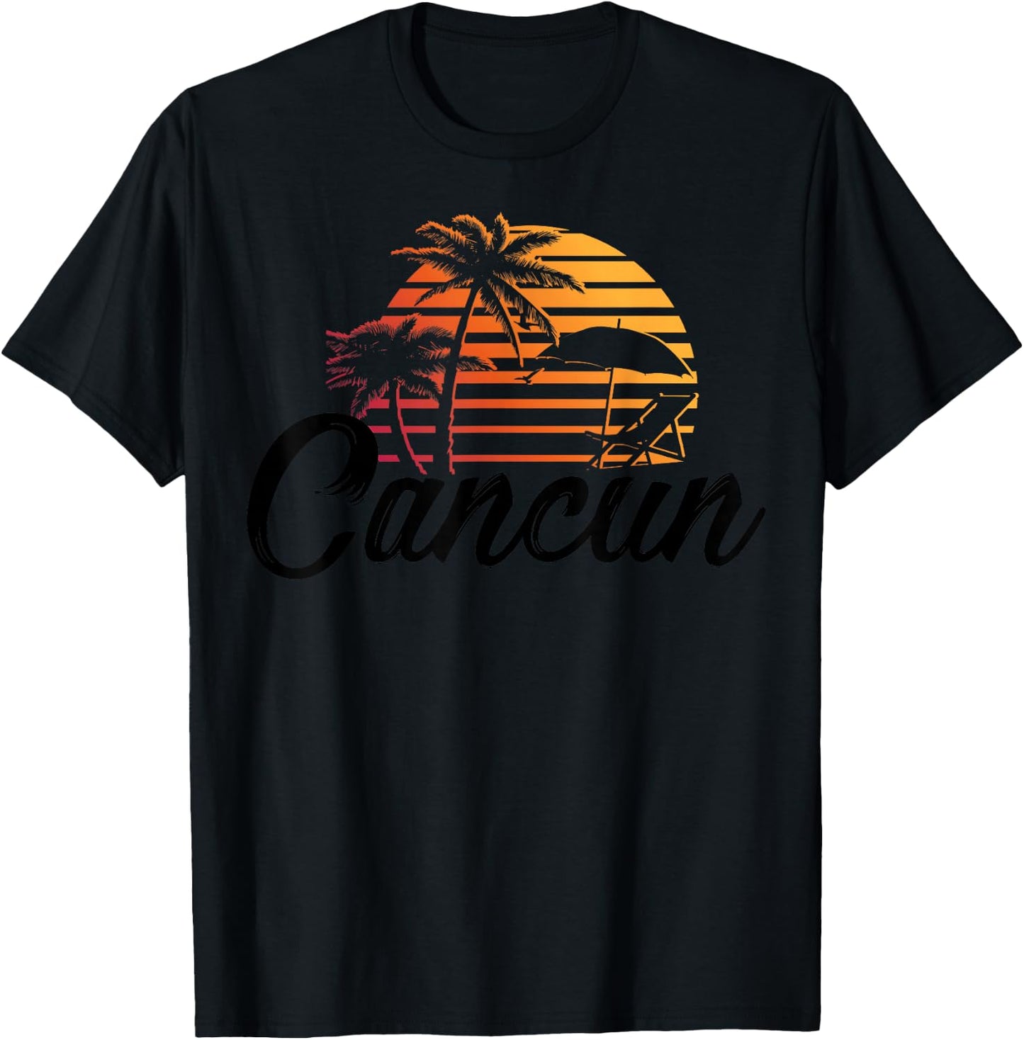 Cancun Mexico Beach Palm Tree Party Destination Gift T-Shirt - T-Shirt | Black