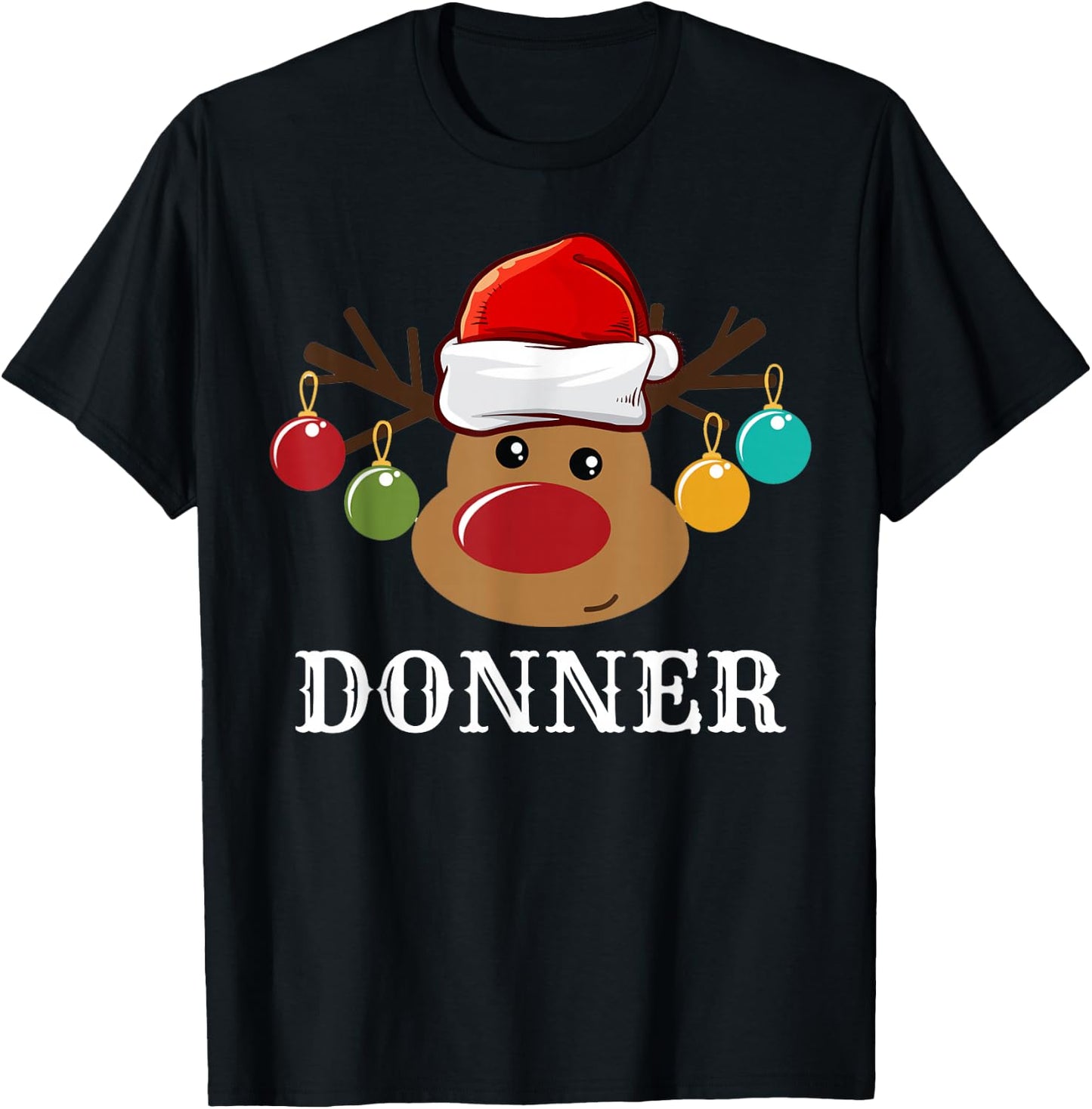 Santa Reindeer Donner Xmas Group Costume T-Shirt - T-Shirt | Black