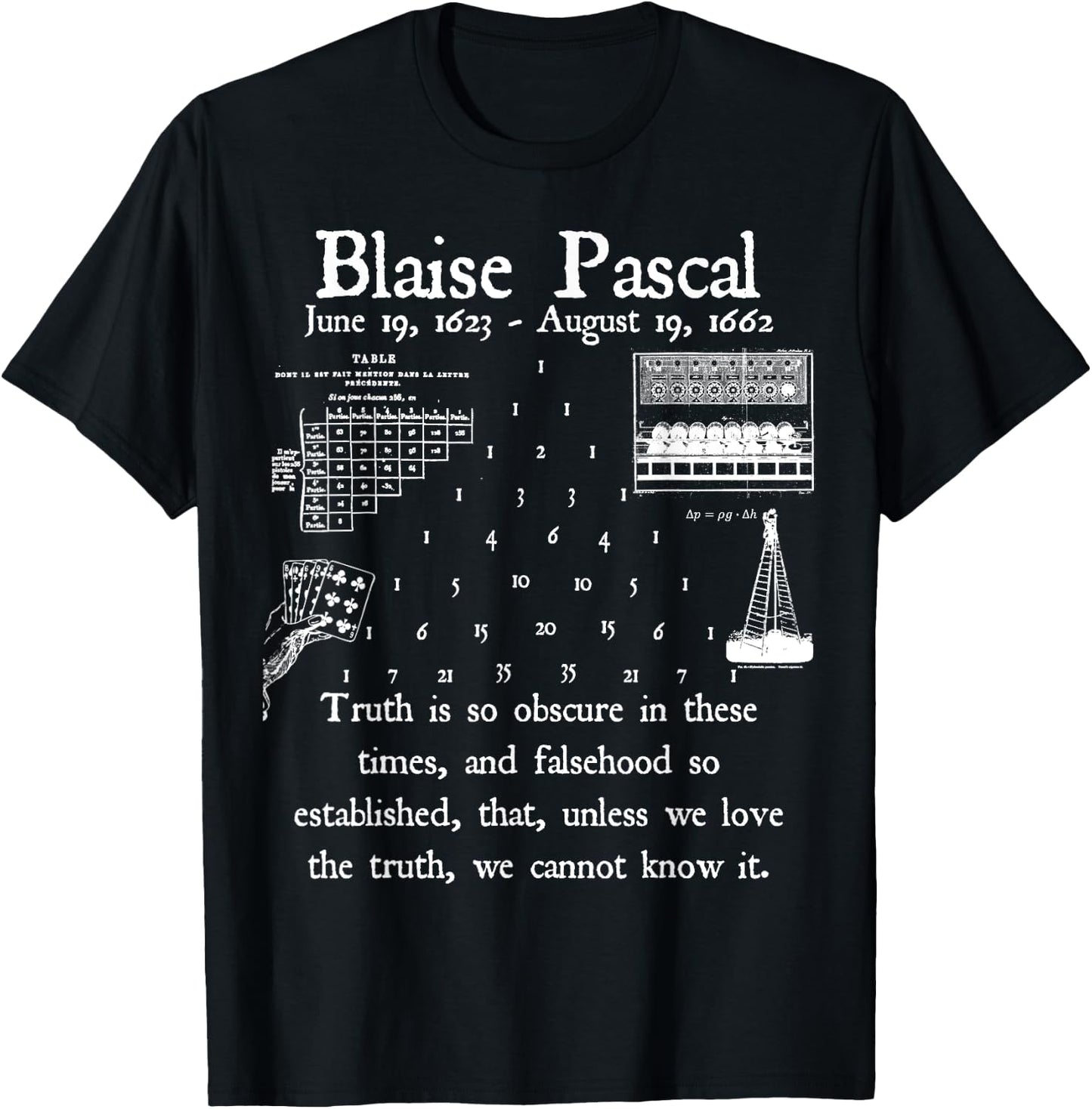 Nerdy Vintage Blaise Pascal Mathematics Quote Math Teacher T-Shirt - T-Shirt | Black