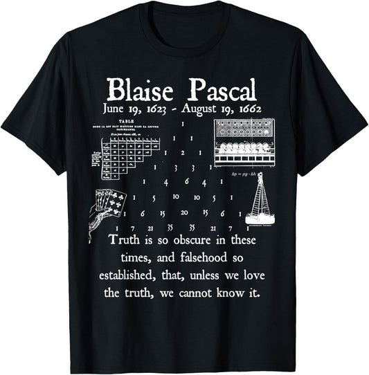 Nerdy Vintage Blaise Pascal Mathematics Quote Math Teacher T-Shirt - T-Shirt | Black