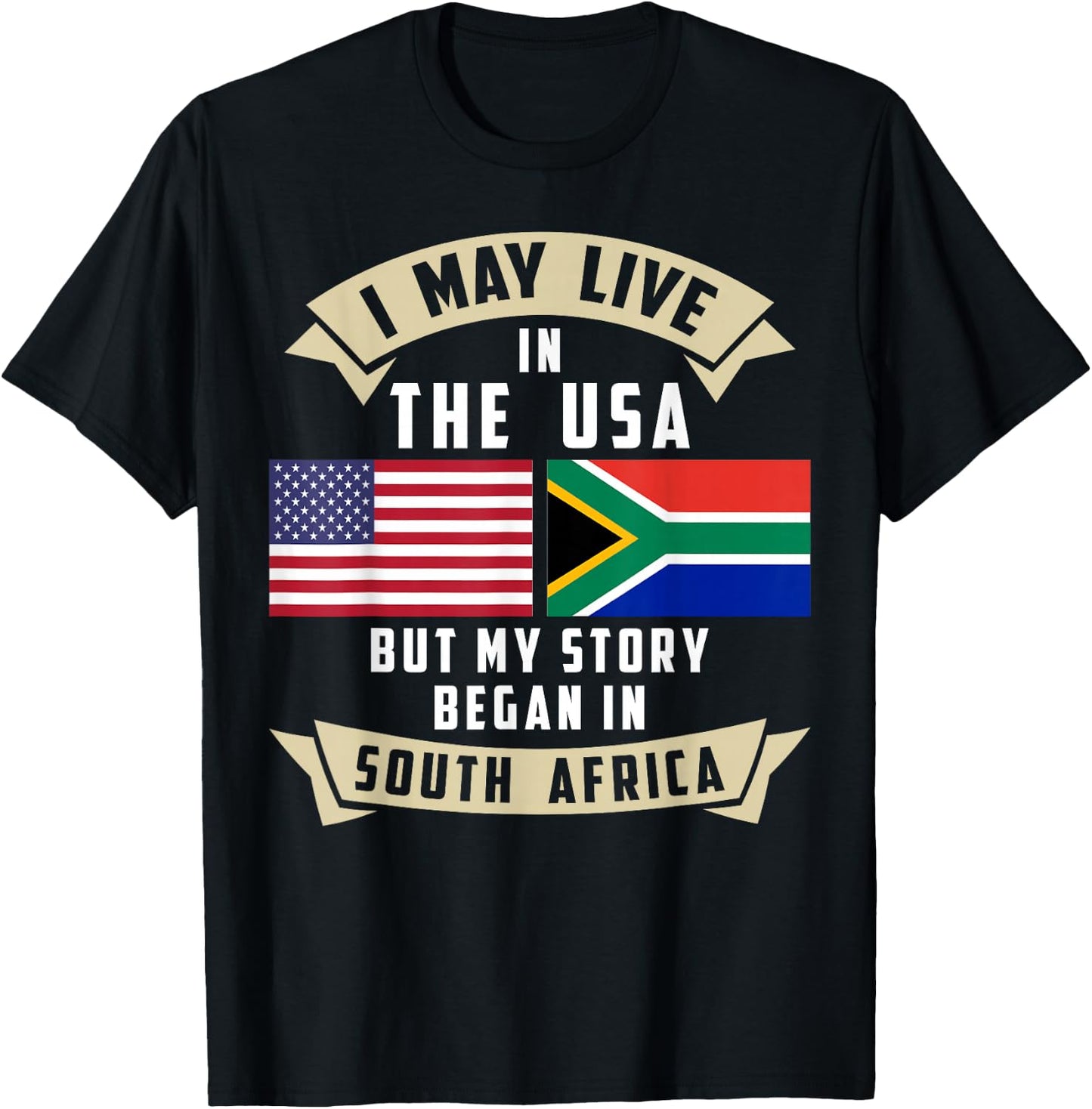 South Africa American Flag USA South African Roots T-Shirt - T-Shirt | Black