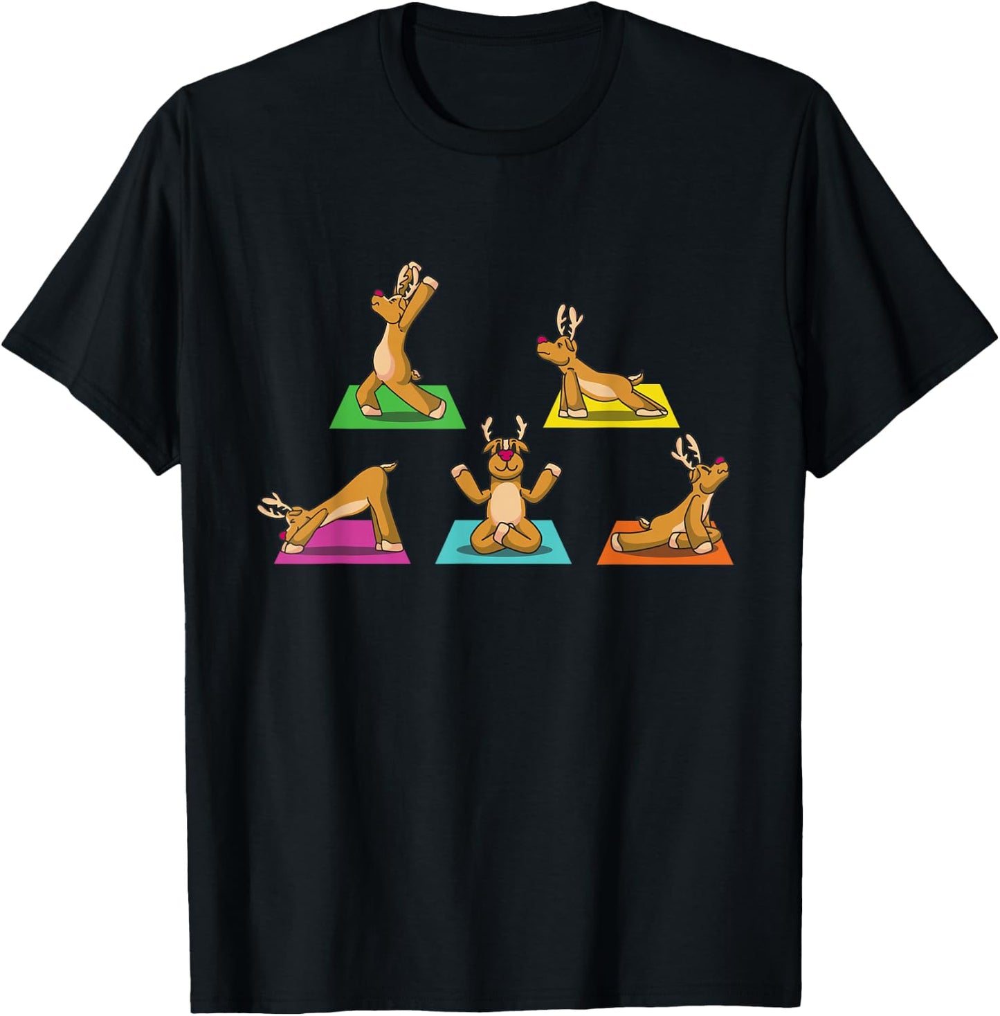 Reindeer Yoga Outfit Ladies Meditation Santa Claus Christmas T-Shirt - T-Shirt | Black