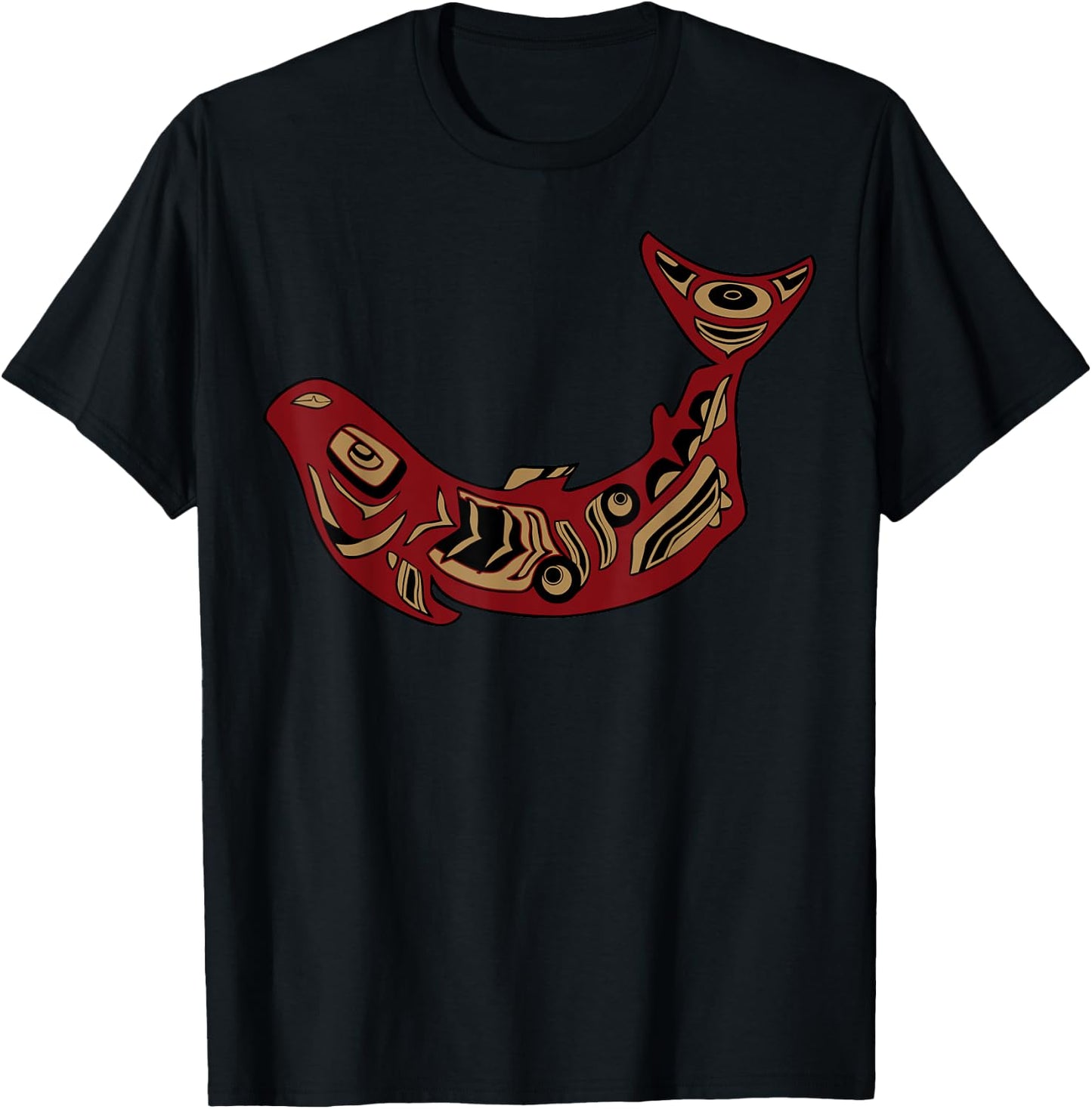 Native American Indian Salmon Fish Totem Pacific Northwest T-Shirt - T-Shirt | Black
