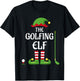 Golfing Elf Family Matching Group Christmas T-Shirt - T-Shirt | Black