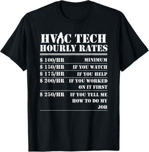 HVAC Tech Hourly Rate Funny Technician Maintenance Job Gifts T-Shirt - T-Shirt | Black