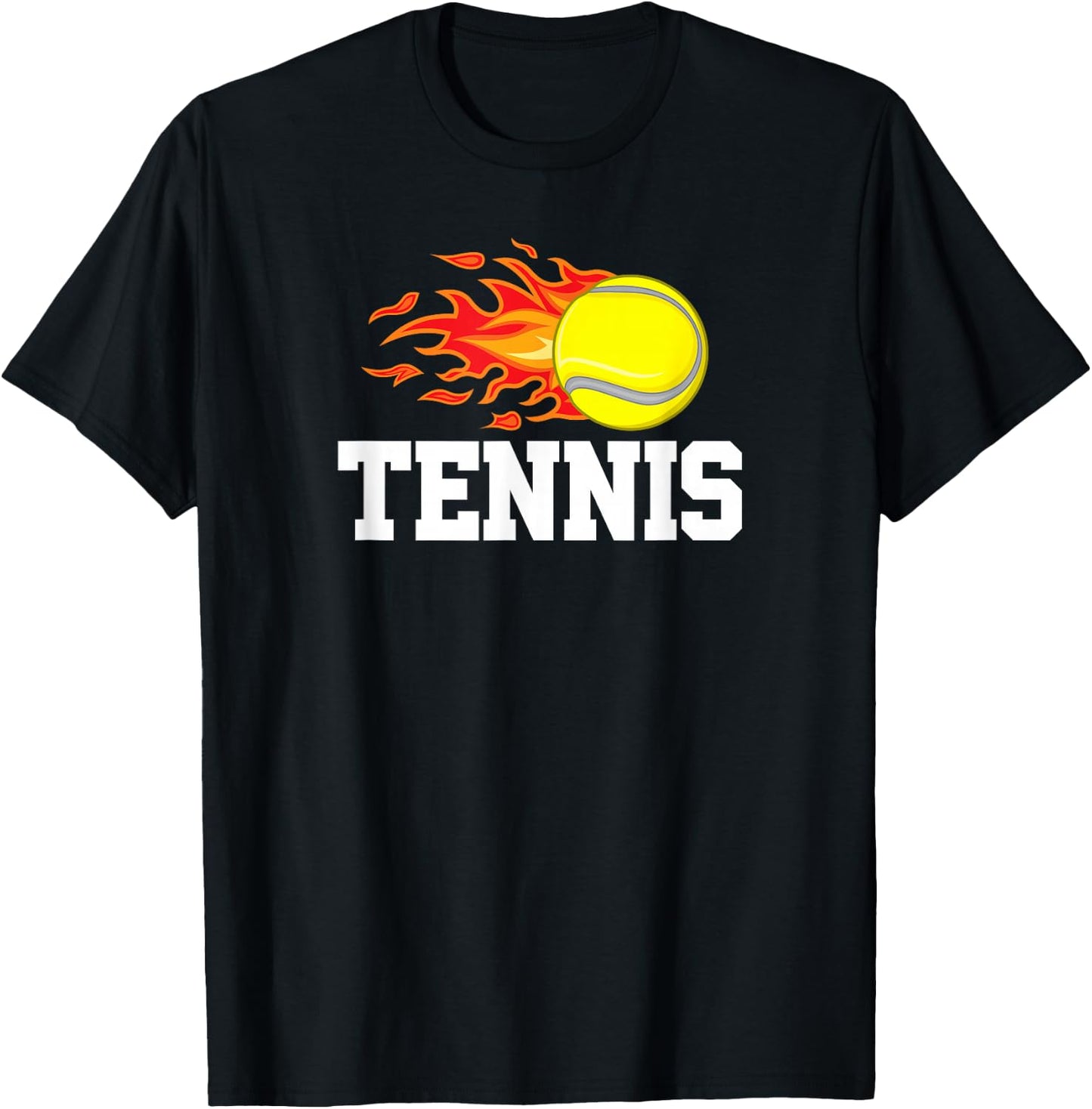Tennis Ball Flame Tennis Player Design Graphic T-Shirt - T-Shirt | Black