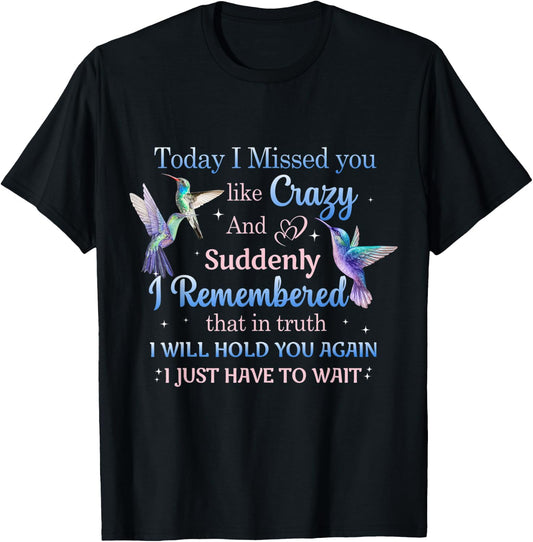 Today I Missed You Like Crazy - Humming Bird Lover T-Shirt - T-Shirt | Black
