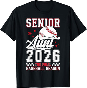 Baseball Senior Aunt 2026 Baseball Senior Auntie T-Shirt - T-Shirt | Black