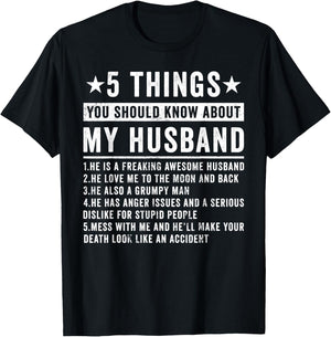 5 Things You Should Know About My Husband Husb Grumpy Man T-Shirt - T-Shirt | Black
