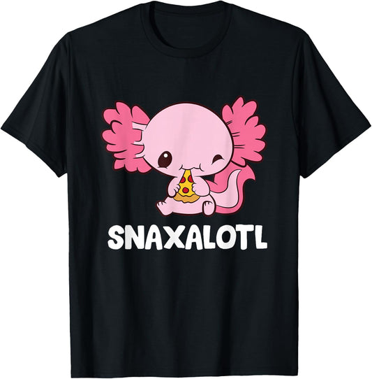 Snaxalotl Funny Axolotl Pizza Cute Axolotl T-Shirt - T-Shirt | Black