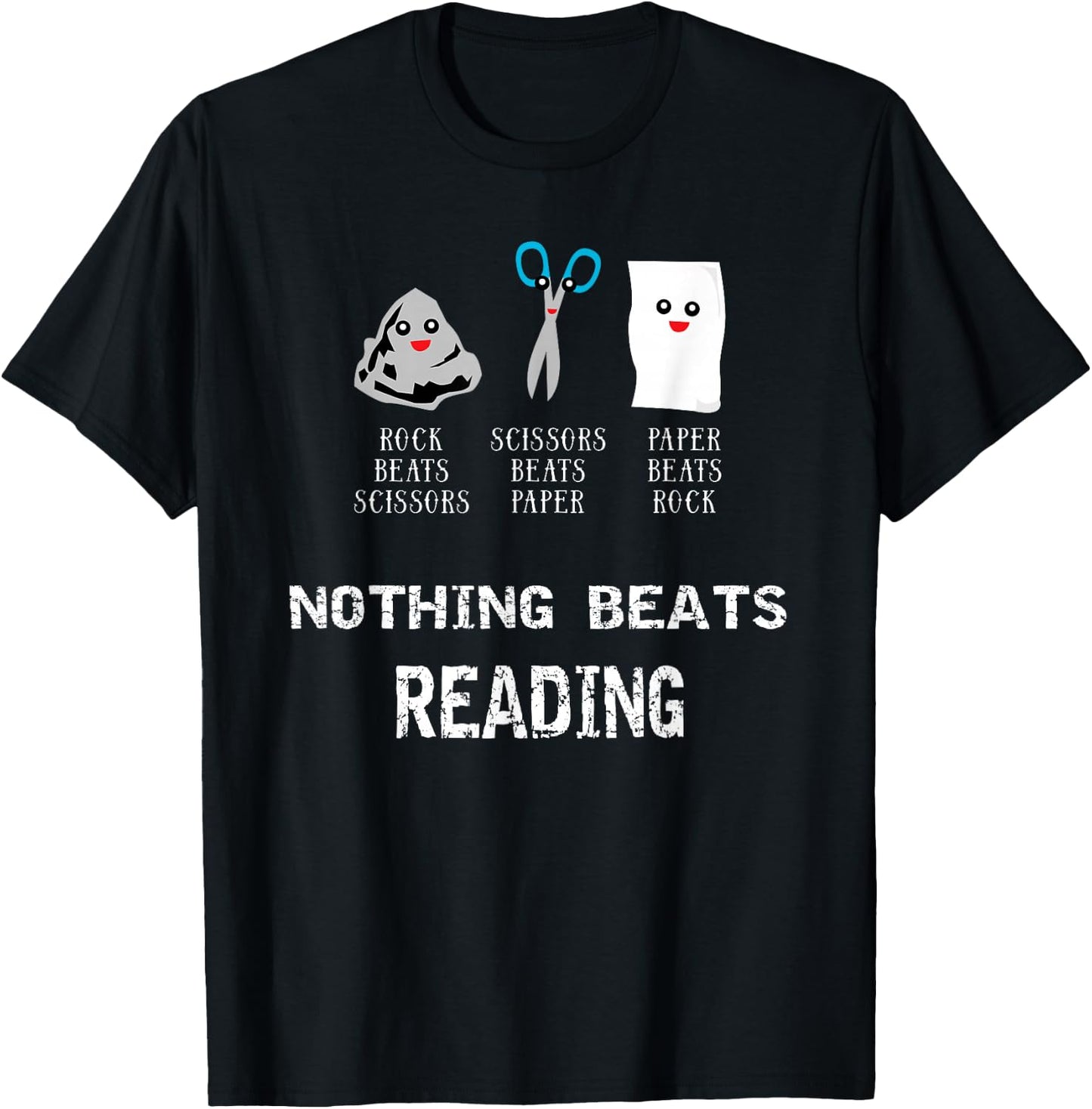 Rock Paper Scissors Reading Cool Hobby Book Lovers Gifts T-Shirt - T-Shirt | Black