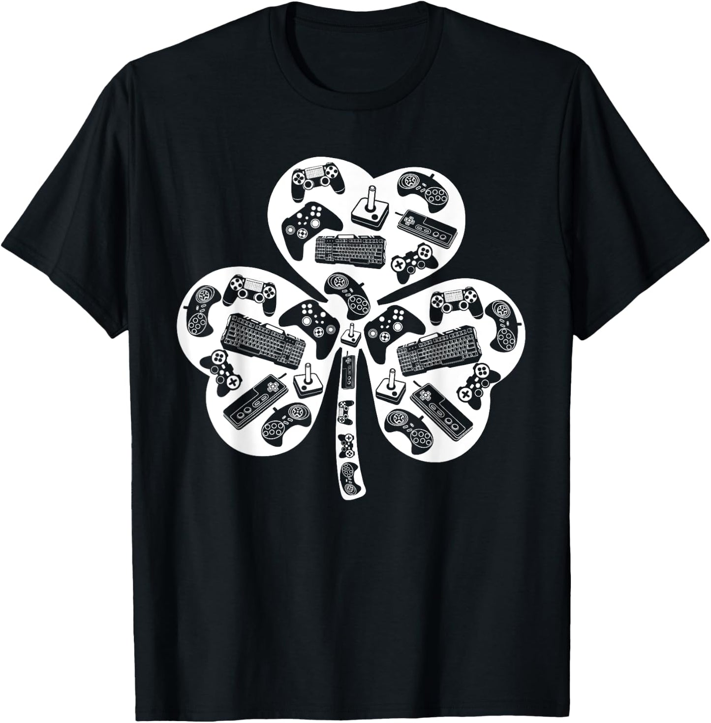 Boys Gamer Gift Game Shamrock St Patricks Day Irish Men Kids T-Shirt - T-Shirt | Black