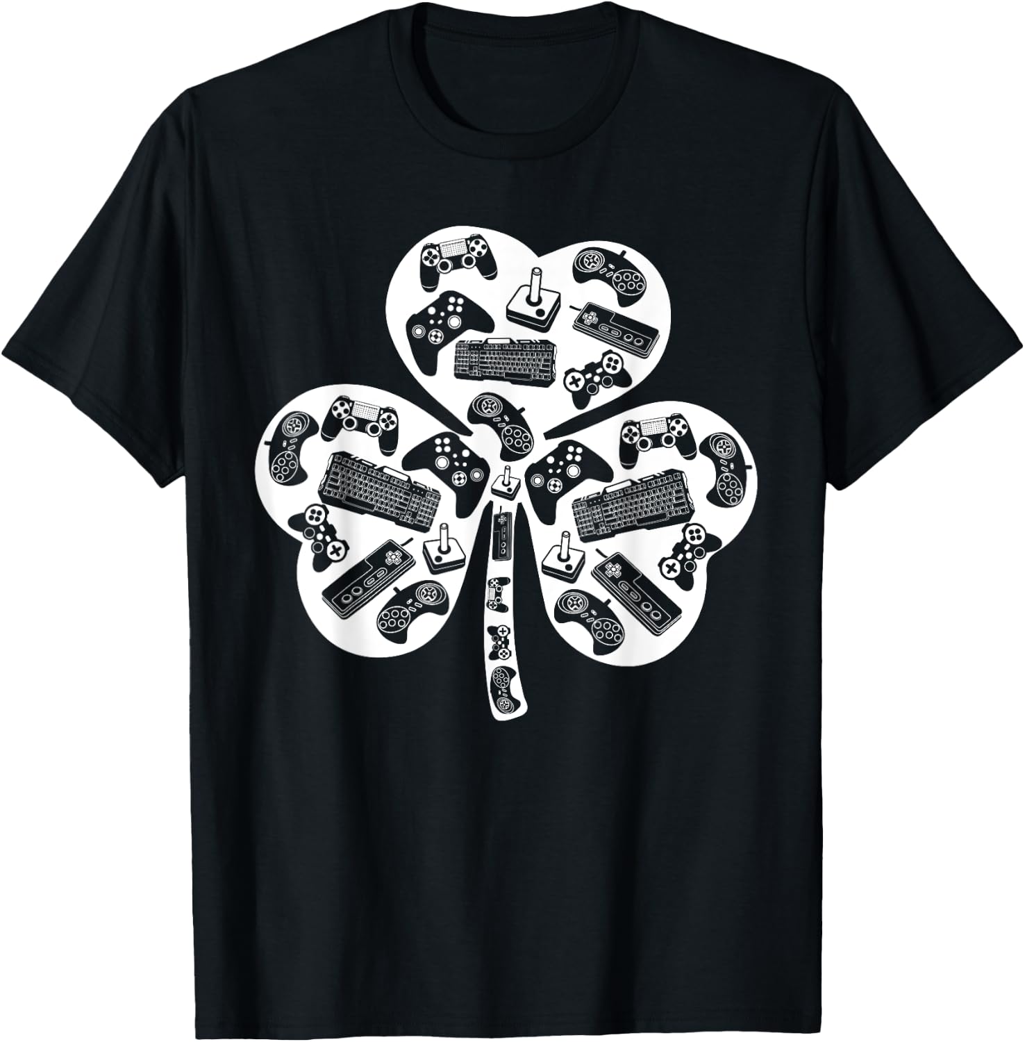 Boys Gamer Gift Game Shamrock St Patricks Day Irish Men Kids T-Shirt - T-Shirt | Black