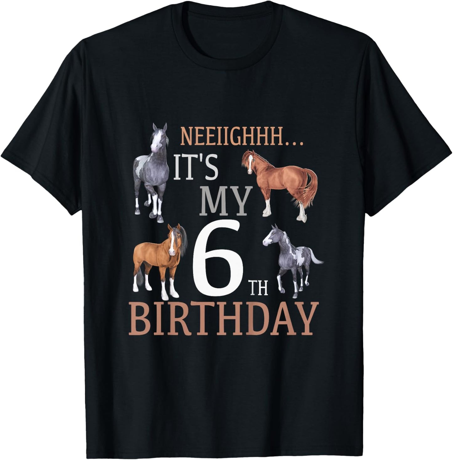Its My 6th Birthday Shirt Horse Lover 6 Year Old Birthday T-Shirt - T-Shirt | Black