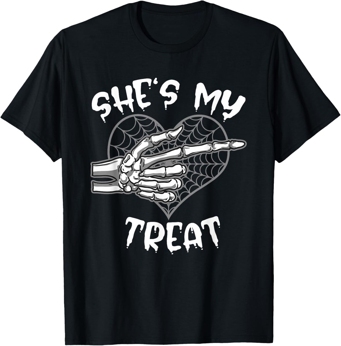 She's My Treat Funny Halloween Matching Couple Boyfriend T-Shirt - T-Shirt | Black