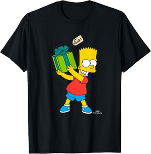 The Simpsons Bart Simpsons Present Time Holiday T-Shirt - T-Shirt | Black