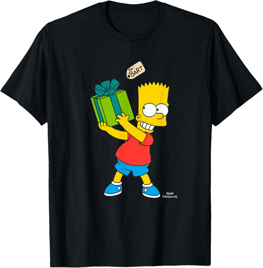 The Simpsons Bart Simpsons Present Time Holiday T-Shirt - T-Shirt | Black