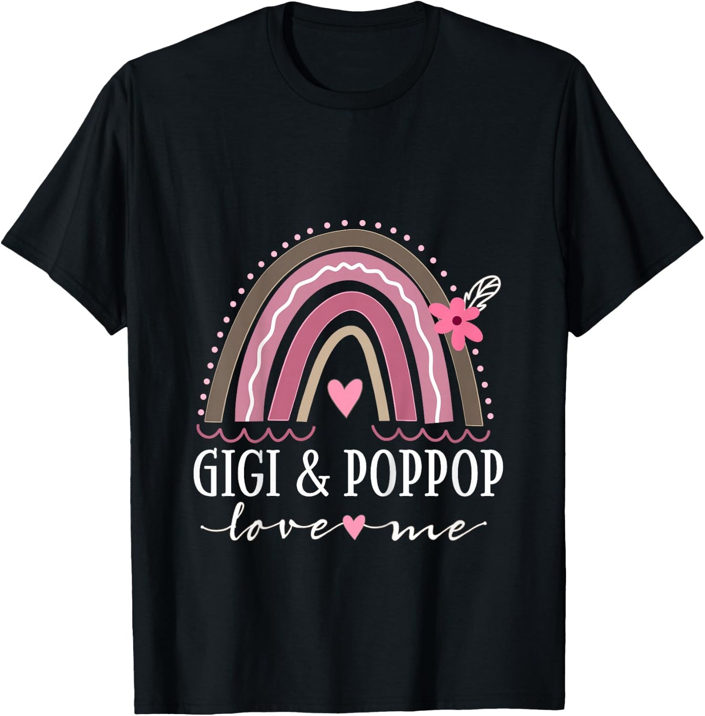 Kids Gigi and PopPop Love Me Girls Granddaughter Boho Rainbow T-Shirt - T-Shirt | Black