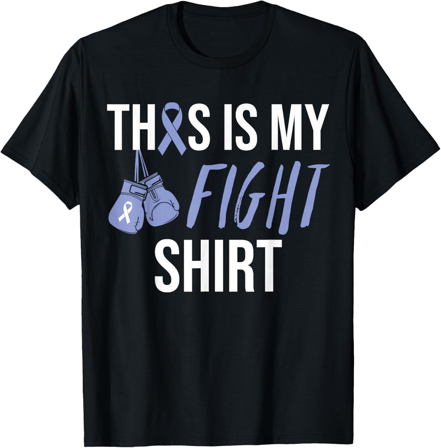 Esophageal Cancer Awareness Purple Periwinkle Ribbon T-Shirt - T-Shirt | Black